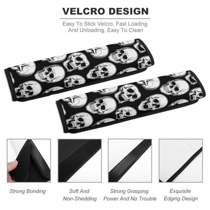 Soft Padded Car Seat Straps Shoulder Pads for Elderly Support, All Vehicles, 1 Pair Skull Gothic Halloween Black Shoulder Protector Anti-Slip Pad - color: Pattern 1095