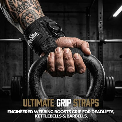 Weight Lifting Strap with D Ring,Lifting Straps,Non-Slip Wrist Straps for Weightlifting Deadlifting,Wrist Cuffs for Cables Gym, Lifting Cuffs for Cable Machines