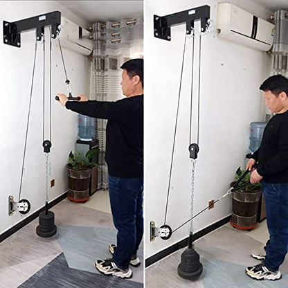 CNQLIS Gym Pulley Blocks - 3.54in/90mm Gym Wheel with Hanging Straps and Carabiner, Wall Mount Fixed Pulley, DIY Fitness Equipment - size: 3.54“ + 3.46”