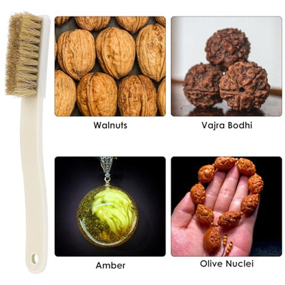 Grevosea Climbing Brush, Firm Rock Bouldering Brush with 4 Rows Thick Boar's Hair Bristles and Long Handle for Indoor or Outdoor Holds and Chalk