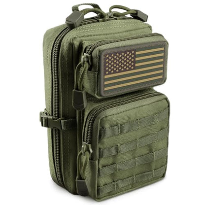LIVANS Tactical Molle Utility Pouch, EDC Tool Pouch Tactical Phone Pouches Mini Waist Pouches Medical EDC IFAK Pack Mini Design of 3-Day Backpack - color: Army Green