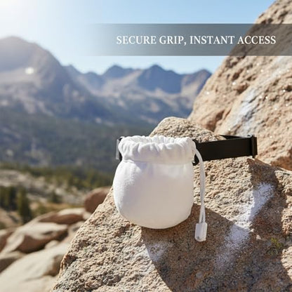 Climbing Chalk Bag with Adjustable Waist Belt - Durable Polyester Pouch for Gym, Bouldering & Rock Climbing (White/Pink)