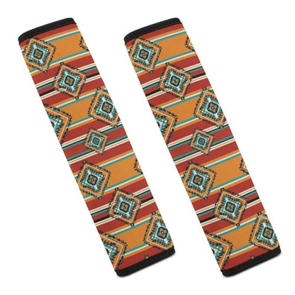 1 Pair Soft Padded Seat Belt Cover for Child, Most Cars, Southwestern Boho Brown Aztec Southwest Shoulder Harness Cover, Neck and Shoulder Support - color: Pattern 398