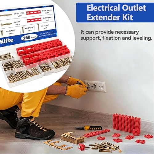 168pcs Bronze Wall Plate Screws & Outlet Spacers Kits, 3/8", 9/16", 3/4", 1", 1.2" Outlet Screws 6-32 and Receptacle Spacers for Switch Electrical Box - color: Bronze+Red, size: 3/8", 9/16", 3/4", 1", 1.2"