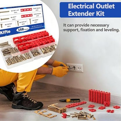 168pcs Bronze Wall Plate Screws & Outlet Spacers Kits, 3/8", 9/16", 3/4", 1", 1.2" Outlet Screws 6-32 and Receptacle Spacers for Switch Electrical Box - color: Bronze+Red, size: 3/8", 9/16", 3/4", 1", 1.2"
