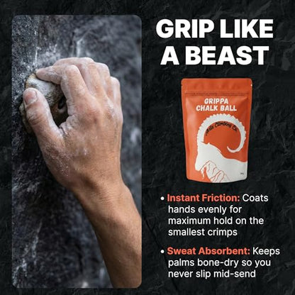 Climbing Chalk Ball, Pro Friction Gymnastics Chalk 100% Magnesium | Non-Toxic, Ultra Grip for Lifting, Rock Climbing, Gym, Weights & More! Long Lasting & Skin Friendly