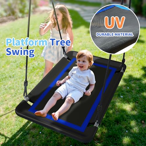5-in-1 Metal Backyard Swing Set for Kids Outdoor Playground Equipment | 43" Platform Swing & Belt Seat, Climbing Rope Ladder, Rigid Ladder, Basketball Hoop, Enjoy Park-Style Fun Right At Home