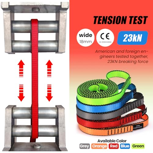 18MM Nylon Climbing Slings Runners 23 kN Strong Webbing Straps for Rock Climbing, Rappelling, Swing, Yoga Hammock etc - color: 1PC Red, size: 48inch/120cm