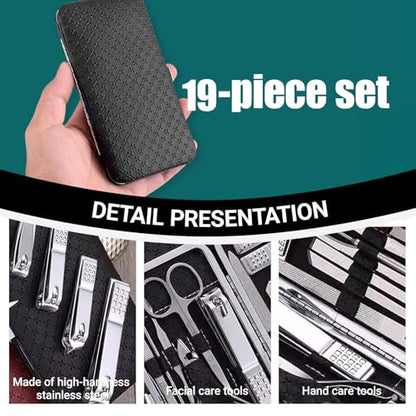 Grooming Kit Home and Travel-Manicure Set 19, Nail Clipper Set, Portable Nail Kit, Travel Nails Kits(Black) - color: Black, size: 19 Piece Set