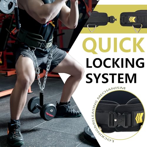 Quick Locking Weighted Dip Belt for Weight Lifting,Weighted Pull up Belt - color: Black