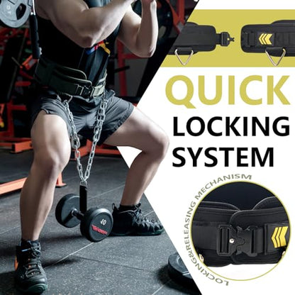 Quick Locking Weighted Dip Belt for Weight Lifting,Weighted Pull up Belt - color: Black