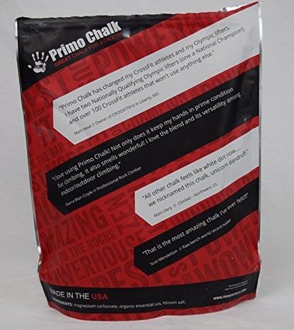 Primo Chalk Resealable Bag: Loose Chalk for Weightlifting, Rock Climbing, & Gymnastics, Made in The USA, Chalk Ball Refill for Superior Grip - size: 1 lb.