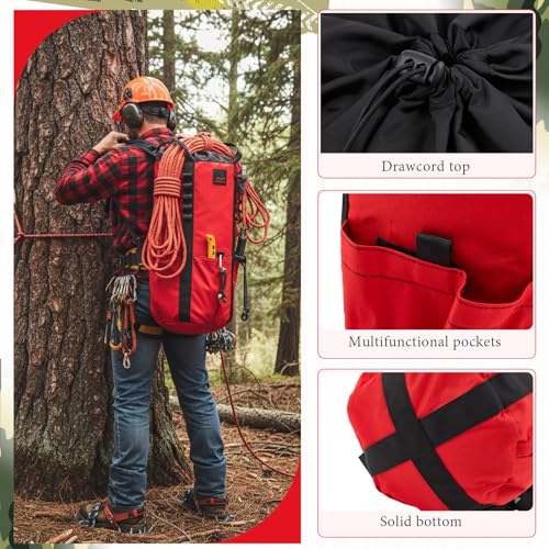 Arborist Rope Storage Bag 30l Tree Rock Climbing Rope Arborist Equipment Bucket Backpack Waterproof Throw Line Bag Large Capacity with Side Storage Pockets Tough Rock and Tree Climbing Gear