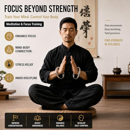 ZooBoo 2pcs Wing Chun Stainless Weighted Steel Training Rings | Pair Of Stainless Steel Rings, Yeung Sau Training, Sticky Hands Practice, Wing Chun, Wing Tsun, Siu Lim Tao, Grip Strength - size: Diameter 7.5 CM (2.95 inches)