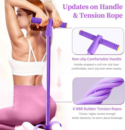 8 Tube Resistance Band with Handles,Multifunction Fitness Equipment,Durable TPE Tension Rope for Full-Body Workout, Abdomen,Waist,Arm,Leg - color: Pink