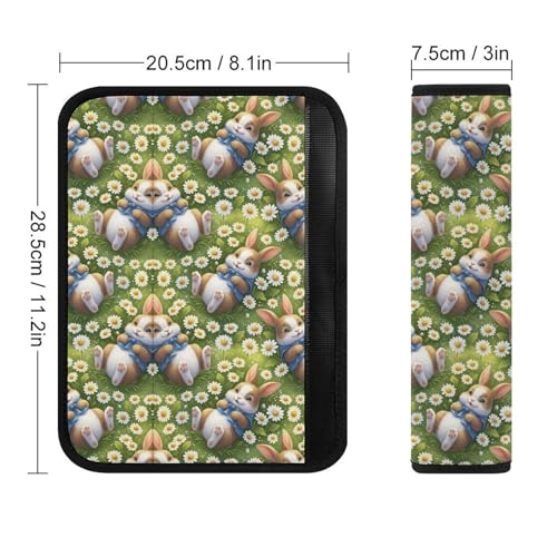 Breathable Car Seat Belt Pad for Girls and Boys, Stroller Pushchair High Chair, 2PCS Cute Rabbit Bunny Daisy Shoulder Harness Cover Easy Install (No Tool) - color: Pattern 287