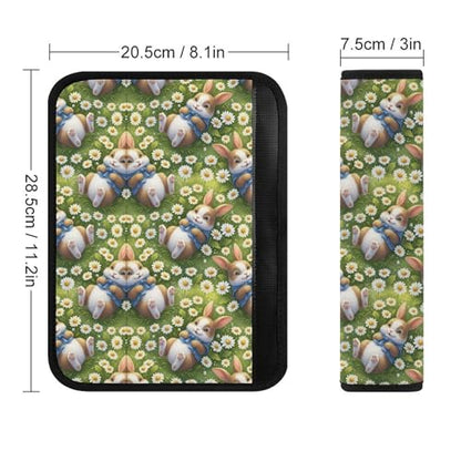Breathable Car Seat Belt Pad for Girls and Boys, Stroller Pushchair High Chair, 2PCS Cute Rabbit Bunny Daisy Shoulder Harness Cover Easy Install (No Tool) - color: Pattern 287