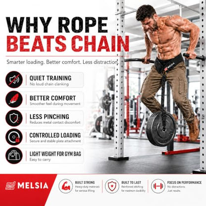 Dip Belt with Chain or Rope – Heavy Duty Adjustable Weightlifting Belt, Neoprene Padded Comfort, 350–650 lbs Capacity for Pull Ups, Dips, Squats & Strength Training