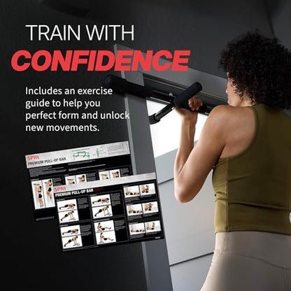 SPRI Pull Up Bar - 8-Grip and 12-Grip Door Frame Mounting Pull-Up Bar for Versatile Workouts - Rugged Steel Frame with Foam Handles - Supports 300 Pounds - Fits Door Frames Up to 32 in. Wide – Black - size: 8 Grip