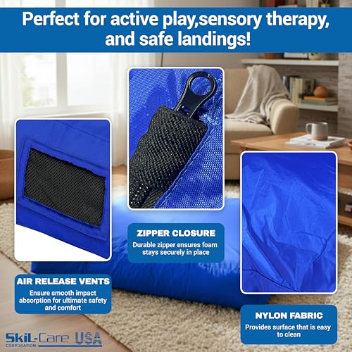 Skil-Care Crash Pads for Kids Sensory, High-Density Foam Crash Mat, Nylon | Water-Resistant Cover Crash Pads with Mesh Vents from 3x4ft to 8x8ft for Daily Use in Sensory Rooms, Schools, Clinics, Home - size: 6x6 Feet