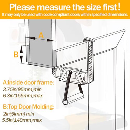 Portable Pull Up Bar - Adjustable Doorway Home Gym with 330lbs Capacity - No Screw Installation for Workout Anywhere - Lightweight Travel Fitness Equipment