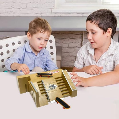 Fingerboard Skate Park Kit with 8 Skatepark Deck Ramp & 2 Mini Fingerboards,Tech Deck Skatepark DIY Skate Ramp Set, Toy Gift for Kids Ages 5+