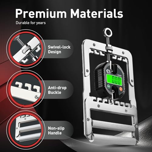2-in-1 Grip Strength Tester & Trainer - 150kg/330lb Digital Dynamometer with Adjustable Resistance Levels Backlit LCD Screen for Sports & Fitness
