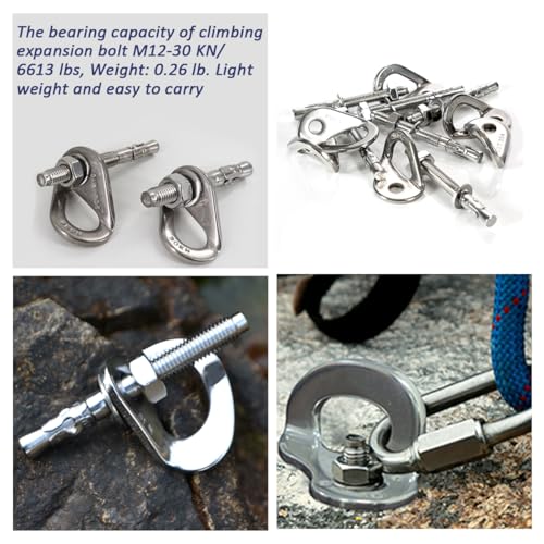 4 Pcs 304 Stainless Steel Climbing Anchor Bolt 1/2" | 30KN Rock Climbing Bolt Hanger, Climb Fastening Bolt Safe Fixed Point, Rock Climbing Holds
