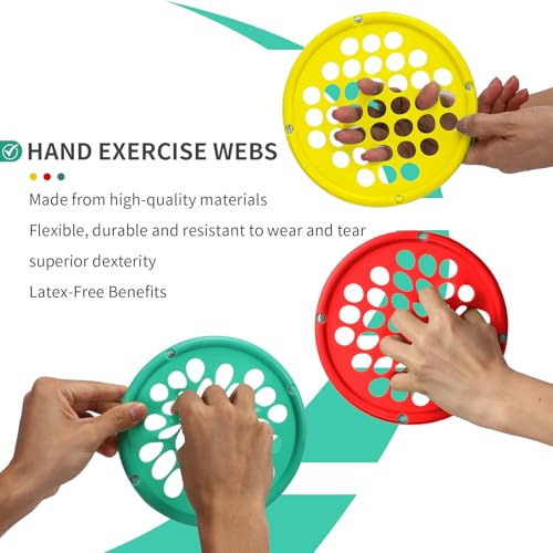 ZHIAMZ Hand Exercisers for Strength, Hand Exercise Web, Finger Exercise | Latex-Free Tear-Resistant Hand Exercise Web for Finger & Hand Strength, Physical Therapy Rehab, Portable 7-Inch - color: Light-Yellow