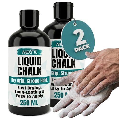 Liquid Chalk for Gym – Gym Chalk Liquid with Stronger Grip, Zero Slip, Dries in Seconds – Mess-Free Weightlifting Chalk for Crossfit, Rock Climbing & Gymnastics – Multiple - size: 250 ml (2 Pack)