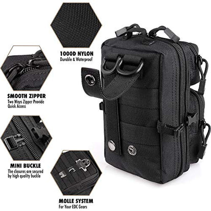 LIVANS Tactical Molle Utility Pouch, EDC Tool Pouch Tactical Phone Pouches Mini Waist Pouches Medical EDC IFAK Pack Mini Design of 3-Day Backpack - color: Black