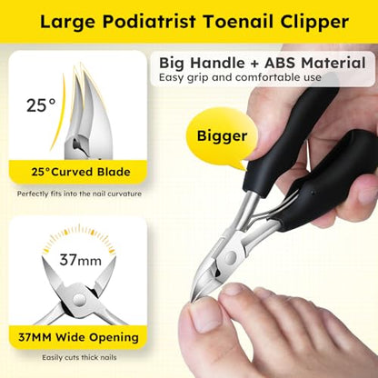 Nail Clippers for Seniors, Heavy Duty Ingrown Toenail Clippers with Long Handle，Angled Head Large Toe Nail Clippers and Slanted Nail Cutter for Thick Nail for Men Women Pregnant Elderly 6Pcs - size: Angled Head 6pcs