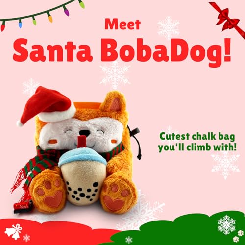 Rock Climbing Chalk Bag + Refillable Ball – Boba Dog Plush Animal Bag - style: Christmas Chalk Bag