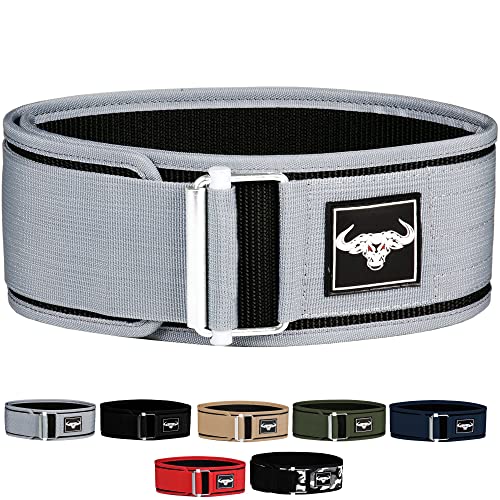 IBRO Quick Locking Premium Weight Lifting Belt - Back Support for Powerlifting, Cross Training & Gym Bodybuilding - 4 Inch Nylon Men and Women with Metal Buckle for Core Stability - color: Silver, size: X-Small