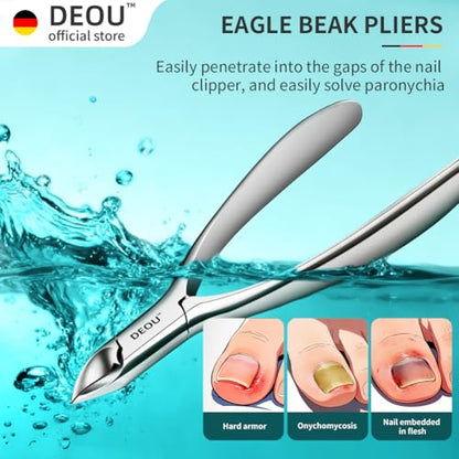 DEOU Premium Manicure Set 8 in 1, 420J2 Stainless Steel Pedicure Kit with Luxury Leather Case, Professional Grooming Tools for Travel & Home, (Brown) - color: Brown