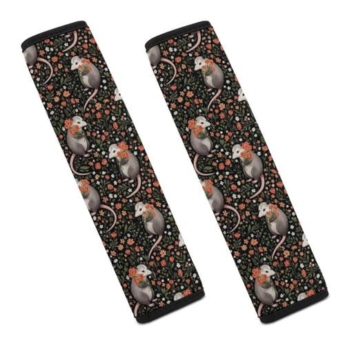 Soft Padded Car Seat Belt Pad for Child, Most Cars, 2 Piece Opossum Possums Possum Gifts Black Seat Belt Cushion Comfortable Driving - color: Pattern 129