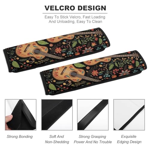 2 Pack Guitar Music Floral Car Seat Belt Pad Soft Padded Harness Pads Strap for Child, Car Seats Pushchair Strollers High Chair Pushchair, Anti-Slip Pad - color: Pattern 408