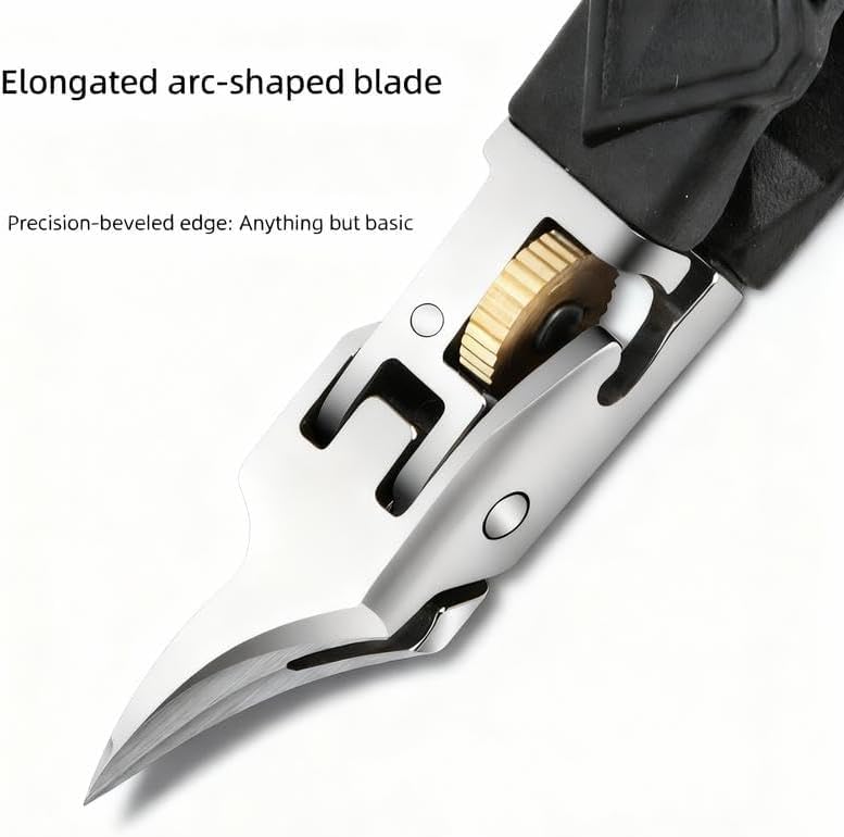 Black Anti-Slip Grip Gear Lock Nail Clipper Set with Ultra-Sharp Tips for Precise Access to Nail Grooves, Pro Nail Tools Eagle Beak Angled Nail Clippers 3-Piece Set (Black-A) - color: Black-a