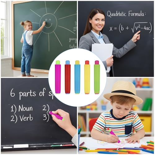 10PCS Chalk Holders,Adjustable Sidewalk Chalk Holder,Plastic Chalks Holder Stick, for Teachers, Offices, and Drawing Boards, Protecting Hands, 5 Colors