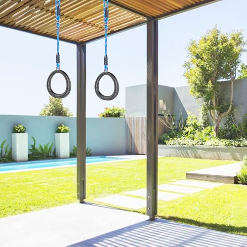 SELEWARE Trapeze Swing Rings, Non-Slip Gymnastic Rings Pull Up Exercise Rings for Home Gym Playground Ninja Warrior Obstacle Course Training Workout - color: 2-pack Trapeze Rings With 3.5 Ft Adjustable Ropes