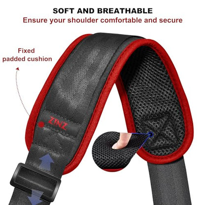 ZINZ 75" Shoulder Strap with Fixed Pad and Dual Balanced Buckles，Black-Red Edge - color: Black-red Edge