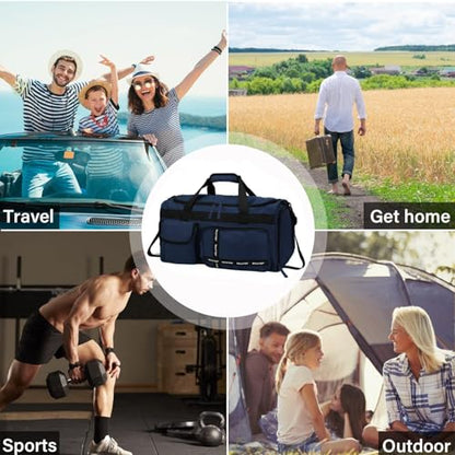 MAXTOP Gym Bag for Women Men Travel Duffle Bag Large Capacity Carry On Weekender Overnight Bag With Shoe Compartment Gym Tote Dry Wet Separation Duffel Bag for Travel - color: Dark Blue, style: Gym Bag