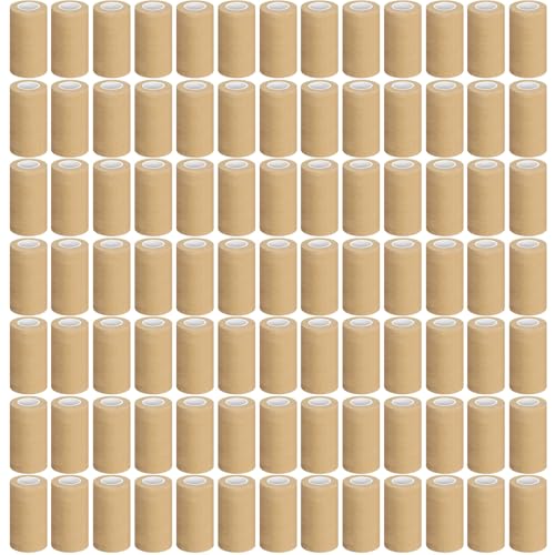Treela 64 Pack 3" x 5 Yards Self Adhesive Cohesive Bandage Wraps, Elastic Breathable Athletic Tape, Flexible Self Adherent Bandage Rolls for Wrist, Ankle, Fingers, Sports & Pets (Beige) - color: Beige, size: 3 Inch X 5 Yard
