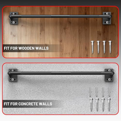 Wall Mounted Pull Up Bar, Chin Up Bar for Home Gym Strength Training | PAPABABE Sturdy Anti-Slip, Knurled Grip, Quick Install, Multi-Grip Versatile, Wall-Mounted Space-Saver 500 Weight Capacity - style: 36 inch