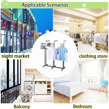 Floor Standing Metal Garment Rack - Heavy Retail Display Racks With Wheels | 6 Arms Clothing Rack, Square Tubing Portable Shirt Racks, Merchandise Display For Hanging Clothes (Silver) - color: Silver