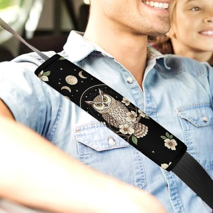 2PCS Moon Owl Car Seat Straps Shoulder Pads Universal Soft and Comfortable Seat Belt Covers Cushion for Child, All Vehicles, Shock Absorption - color: Pattern 979