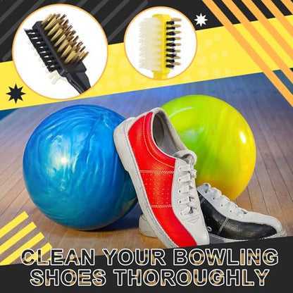 2 Pack Bowling Shoe Brushes 3-in-1 Heavy Duty Bowling Shoe Cleaning Brush Set Sports Basics Accessory Kit Including Stainless Steel Nylon and Rubber Bristles for Boot Cleaning Polish Soles Remove Dust