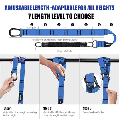 Pull Up Assistance Bands 260lbs, Heavy Pull Up Bands Resistance Bands for Pull Ups Working Out with Feet Rest, Pull Up Bar Bands Assistance Bands Strength Training Workout Equipment, Height Adjustable - color: Blue