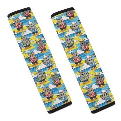 Universal Soft and Comfortable Beach Funny Cat Seat Belt Shoulder Pad for Girls and Boys, Most Cars, 2 Pack Seat Belt Covers Cushion Shock Absorption - color: Pattern 216