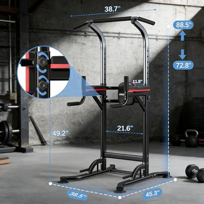 ZENOVA Pull Up Bar, Multi-Function Pull Up Dip Bar Station, Home Gym Workout Strength Training Equipment for Men Women Muscle Building - color: Black